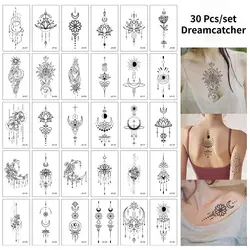30pcs Temporary Tattoo Sticker moon star English devil flower sketch Waterproof Fake Tatoo Flash Tatto for Men Women girls