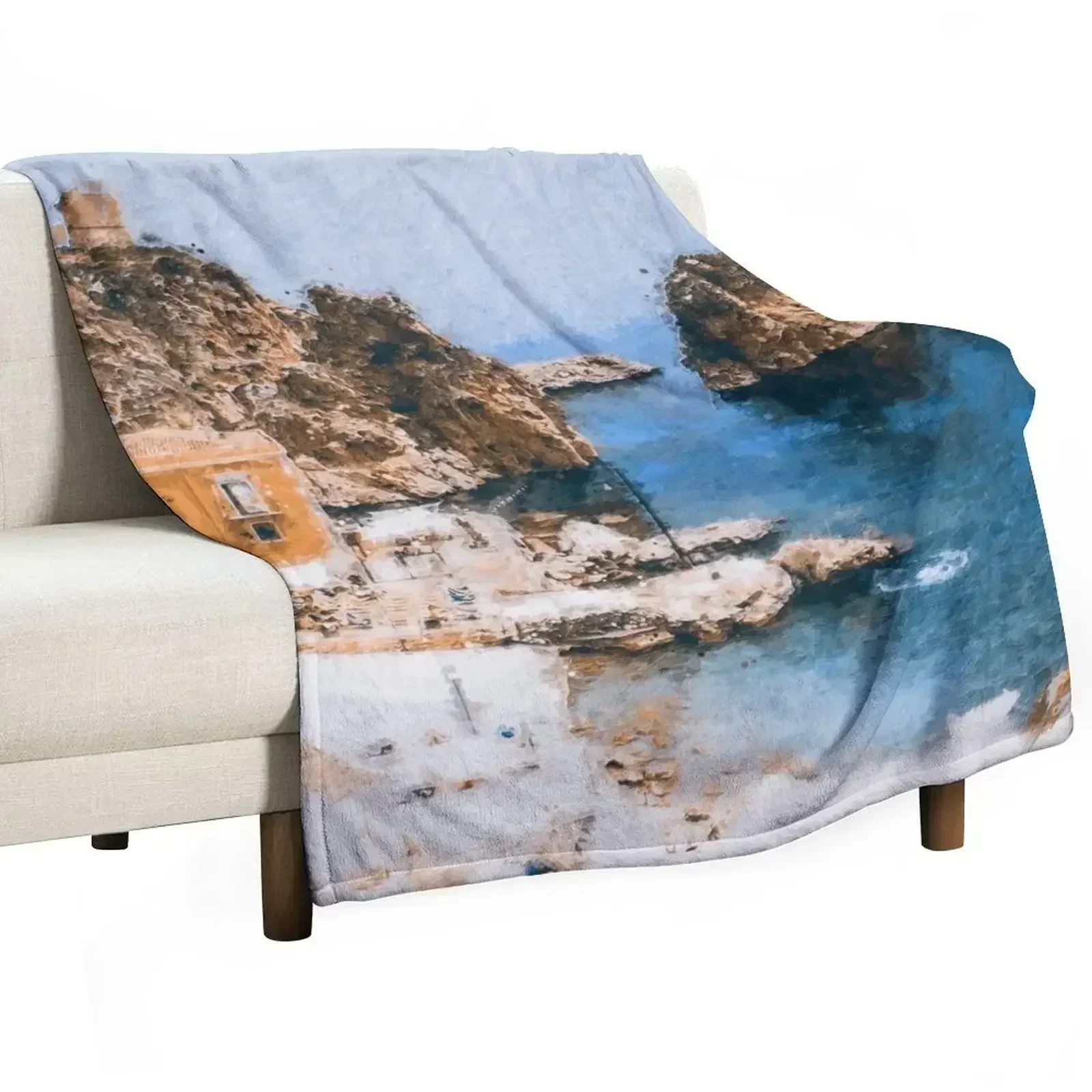 Sicily, italian panorama Throw Blanket Multi-Purpose Bed Furry Polar Winter beds Soft Big Blankets