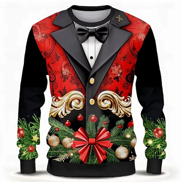 

Рождественская футболка с Санта-Клаусом Рождественская елка Футболка с 3D принтом Мужчины Женщины Мода Повседневная спортивная футболка с длинным рукавом Фальшивый костюм Новый