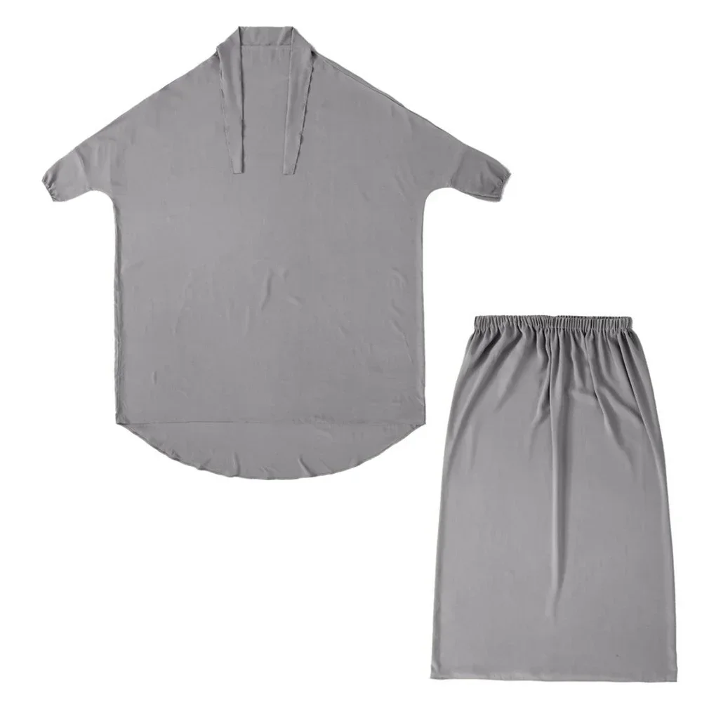 2PCS Muslim Women Overhead Khimar Abaya Eid Hooded Burqa Niqab Skirt Islam Prayer Garment Hijab Dress Djellaba Jalabiya Kaftan