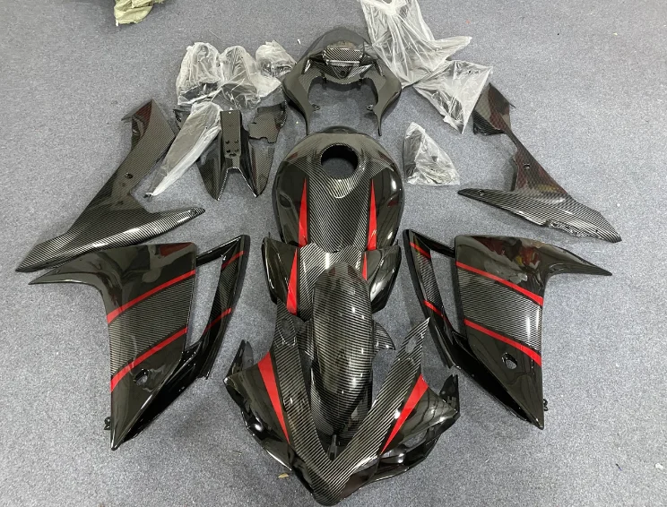 4Gifts Nuovo kit carene complete per moto in ABS adatte per YAMAHA R1 2007 2008 07 08 Set carrozzeria personalizzato in fibra di carbonio