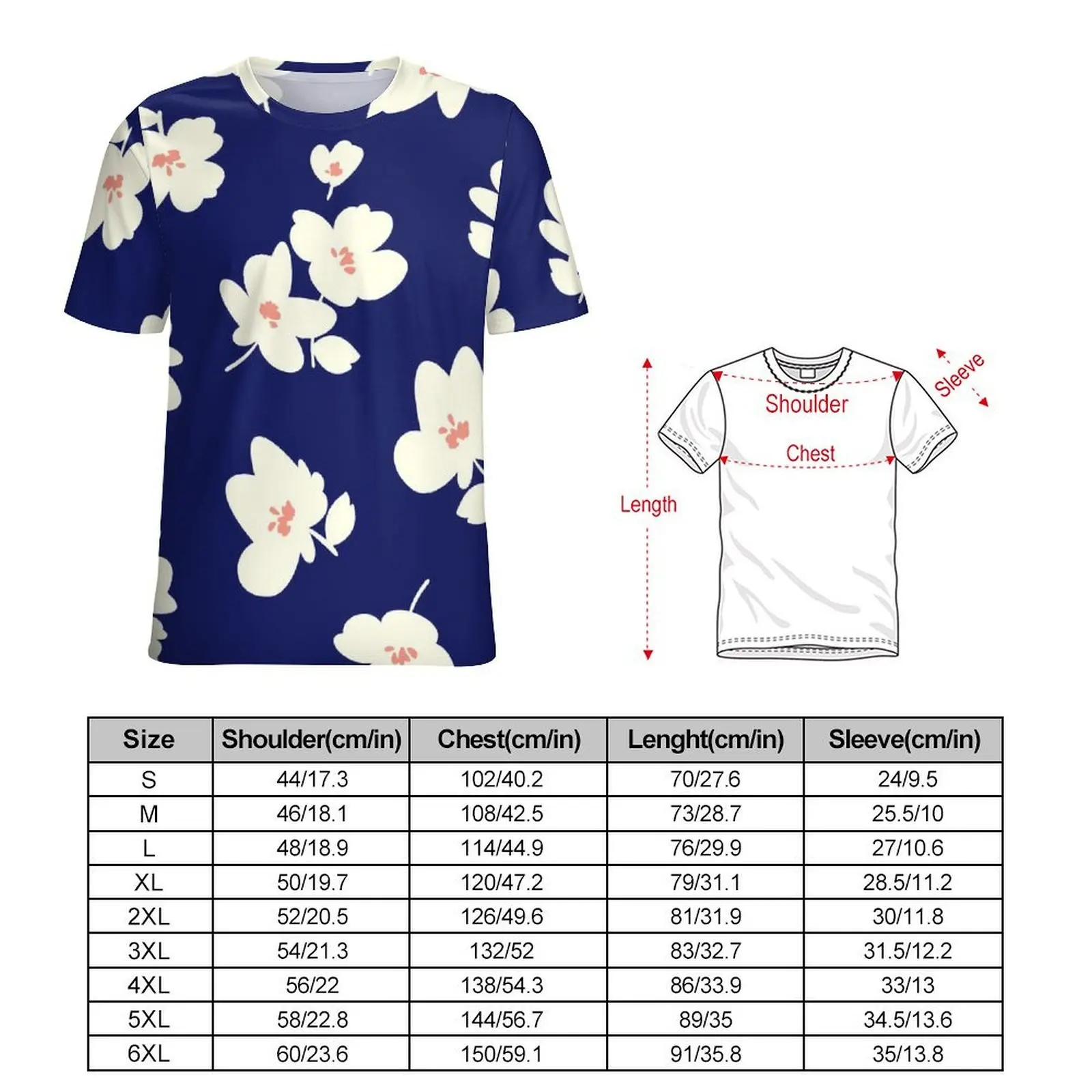 Summer T-Shirt White Daisies Print T-Shirts Abstract Flower Streetwear Retro Tee Shirt For Men Short-Sleeve Oversized Clothing