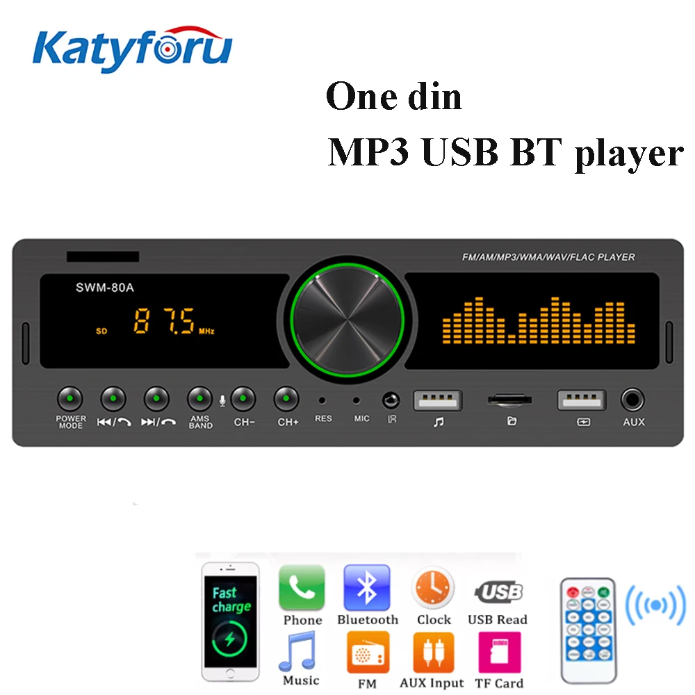 

Мультимедийная магнитола 1 Din для автомобилей, Mp3, FM, USB, Bluetooth