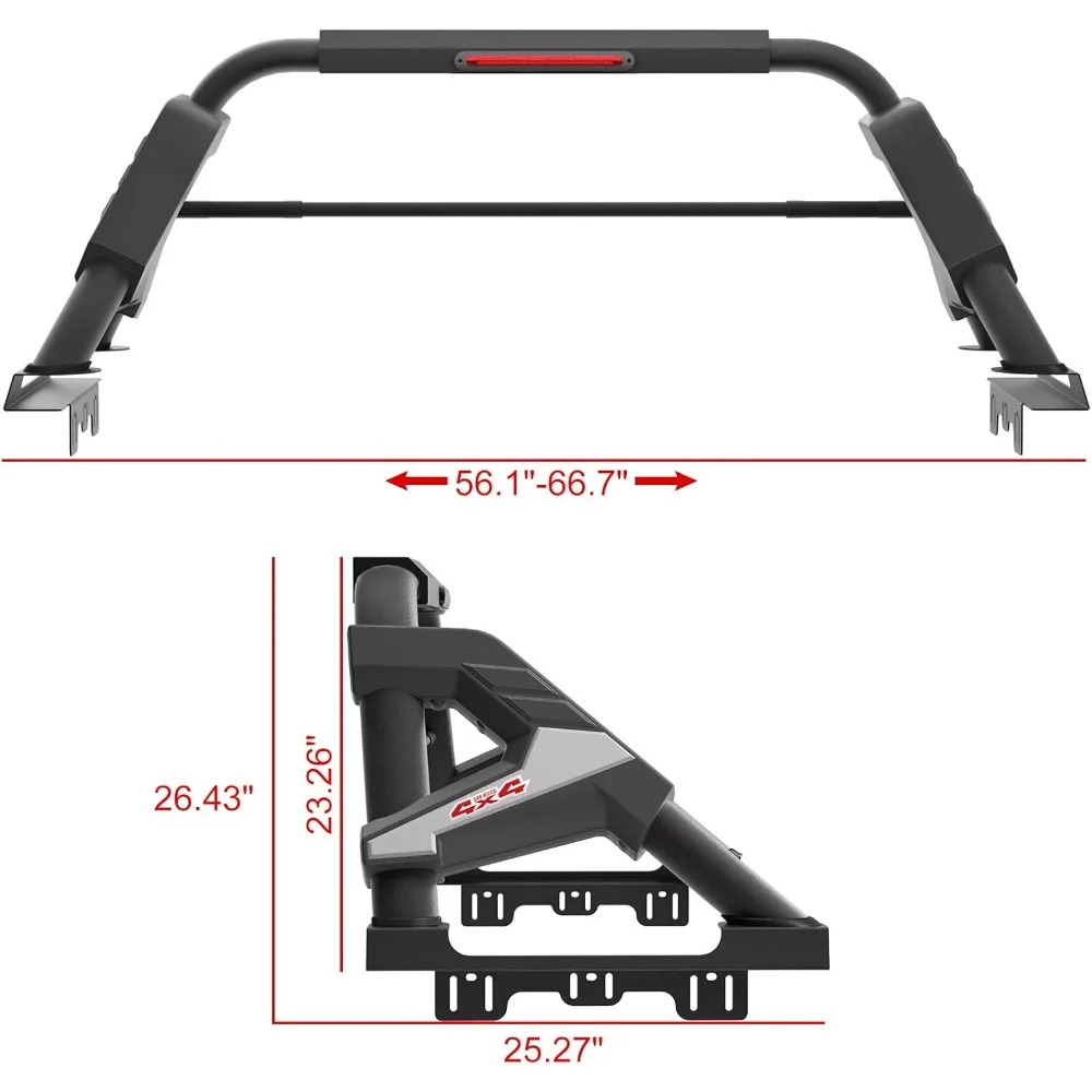 Truck Bed Roll Bar, Universal Sport Roll Bar Verstellbares Chase Rack für Pickup Trucks, kompatibel mit Ford F-150/F-250/F-350, Ram