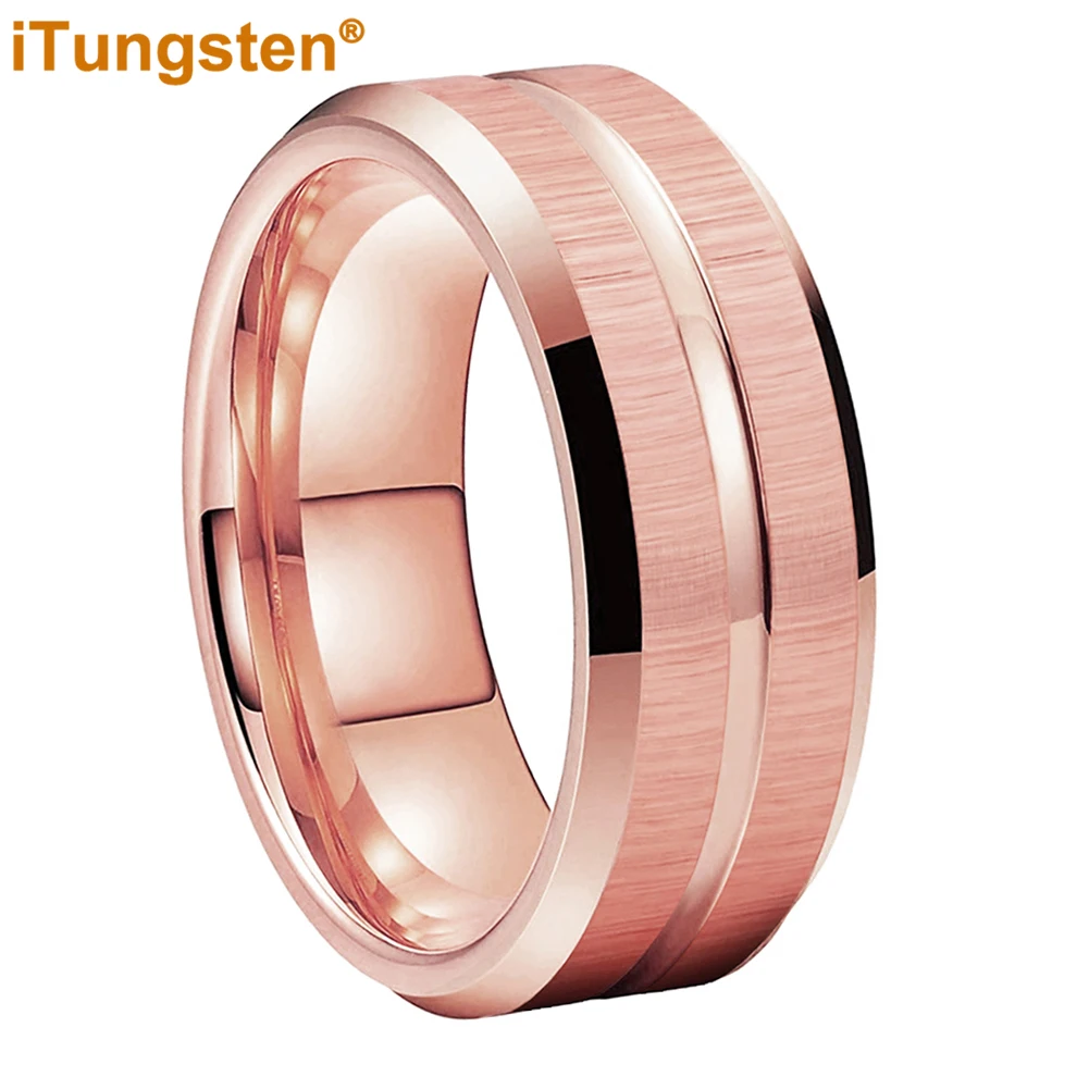 ITungsten-banda de boda clásica para hombres y mujeres, anillo de carburo de tungsteno acanalado, acabado biselado cepillado, ajuste cómodo, 6mm,