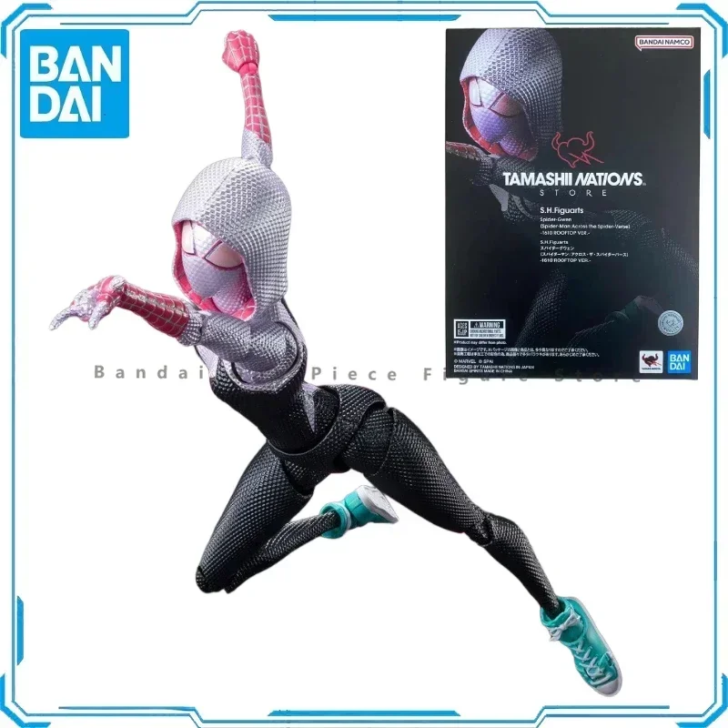 In Stock Original Bandai SHF Spider-Man Gwen Stacy Action Figure Animation Toy Gift Model Collector Anime Hobby