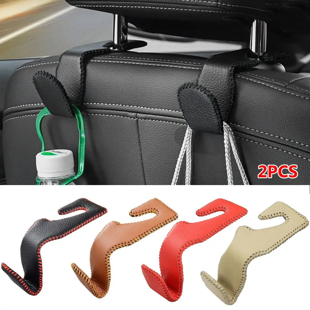 2PCS Portable Organizer Purses Bags Storage Holder Back Seat Hanger Leather Car Seat Headrest Hooks