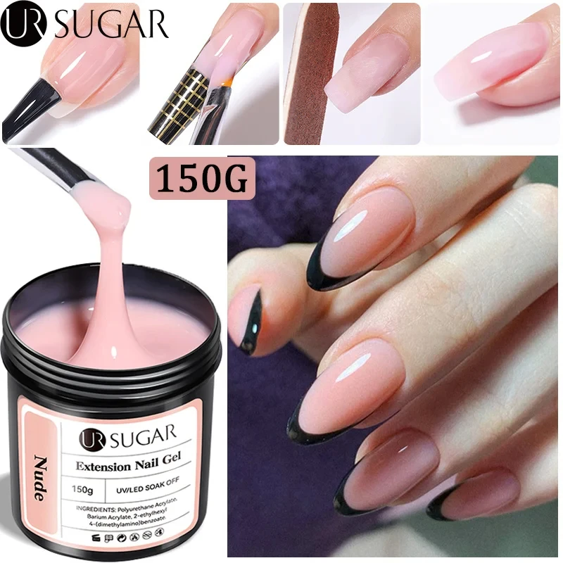 

UR SUGAR 150g Pink Jelly Milky White Quick Extension Gel Camouflage Finger French Hard Gel UV LED Gel Nail Art Design Manicure