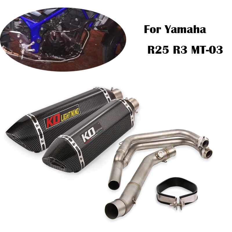 

Slip On For Yamaha R25 R3 MT-03 51mm Motorcycle Exhaust System Front Connect Link Pipe Muffler DB Killer Stainless Steel Tip