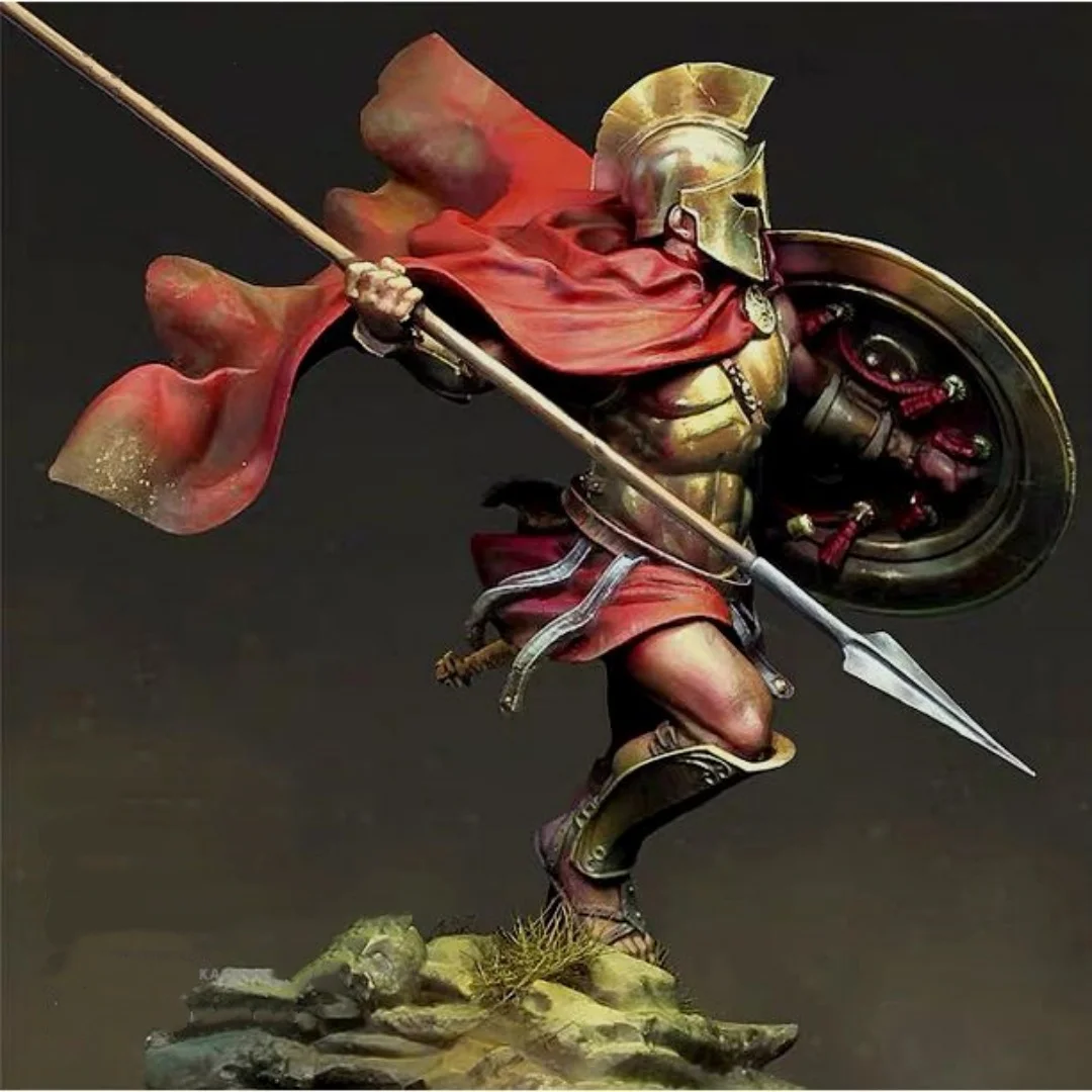 

Фигурка из смолы в масштабе 1/24, спартанские воины, зарядка со спирами и щитами, комплект модели 2, разобранная и неокрашенная игрушка для 3D-печати