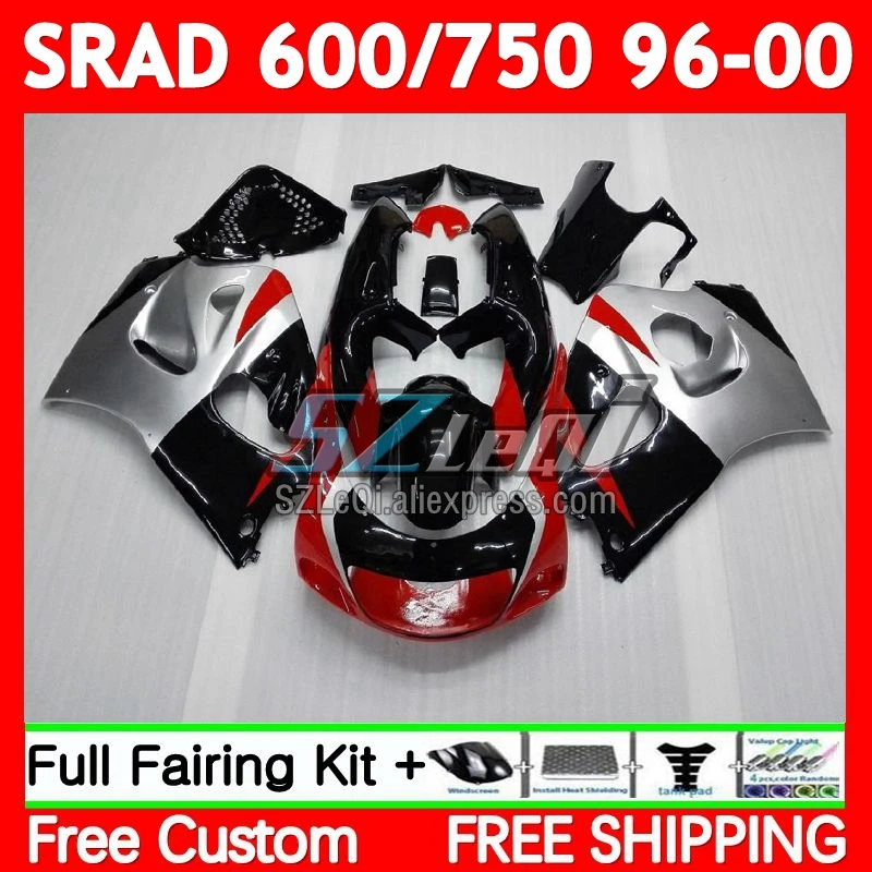 SRAD For SUZUKI GSXR750 GSXR 600 750 CC 71No.20 GSXR600 Red silvery 96 97 98 99 00 GSXR-600 1996 1997 1998 1999 2000 Fairings