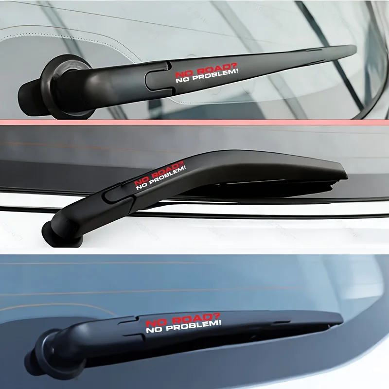 2PCS No Road No Problem Sticker Car Windshield Wiper Decal Matte Vinyl Self Adhesive Body Scratch Protection Auto Decor