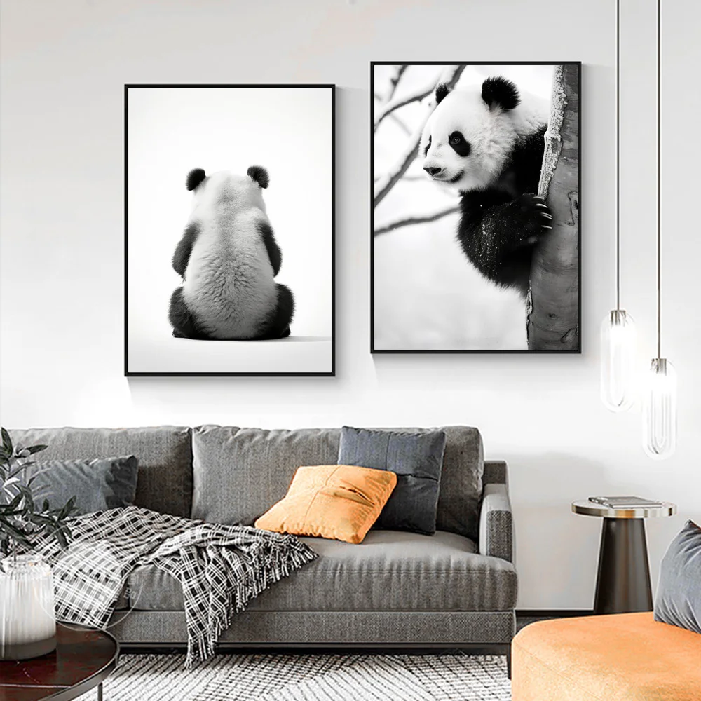 

Black And White Panda Canvas Posters Funny Cute Animal Wall Art Prints Decorative Painting For Living Room Cuadros