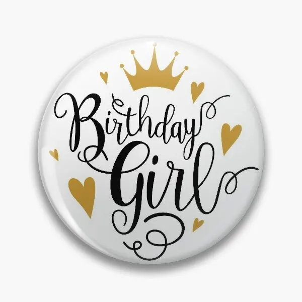 Birthday Girl Curly Writing Crown Hea  Soft Button Pin Lover Cartoon Funny Badge Collar Gift Creative Decor Metal Women Clothes