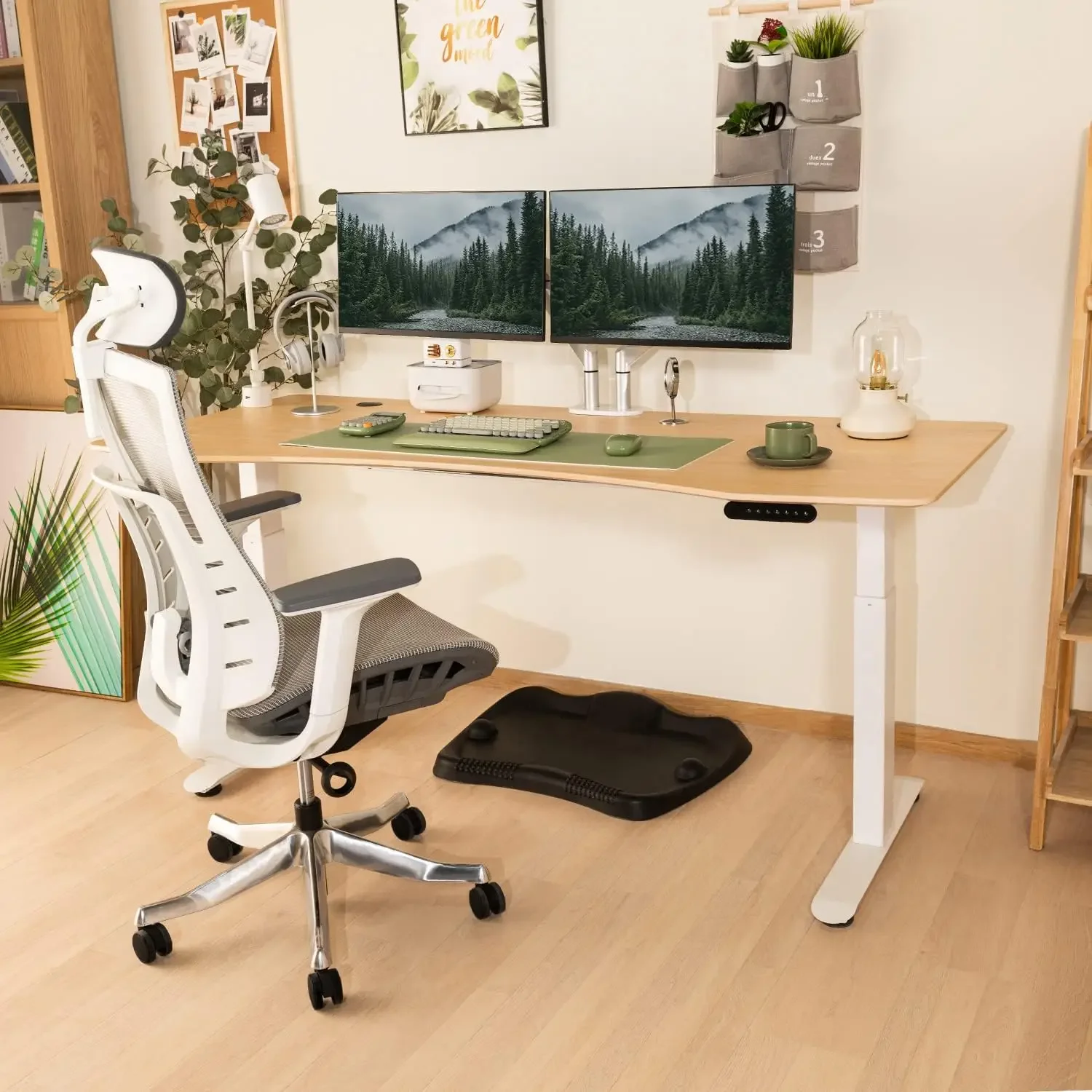 Electric Standing Desk 71 X 32 Inches Dual-Motor Height Adjustable Desk Home Office Desks Natural Maple Ergonomic White Frame