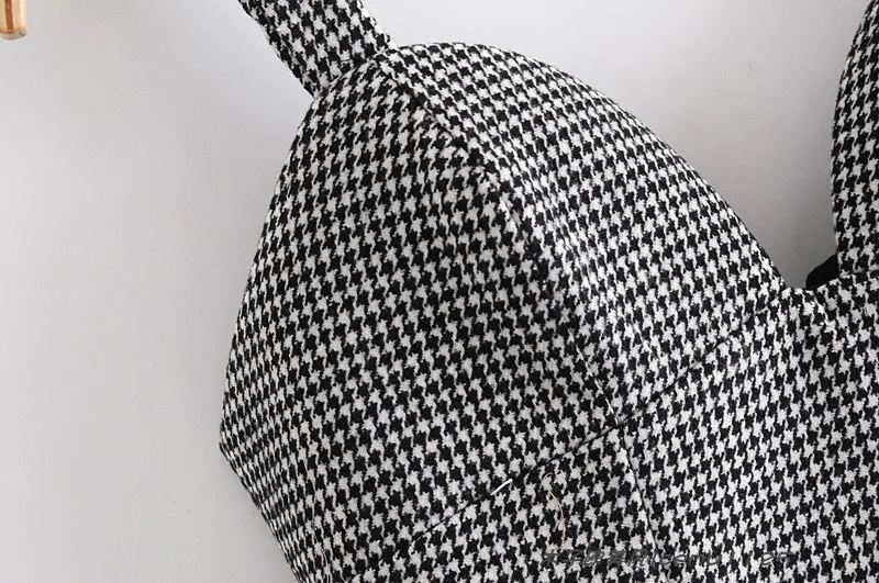 レトロ春夏セクシーミニチェック柄ドレスバックジッパーデザインストリートスタイルハイウエストVネックAラインスカートノースリーブ