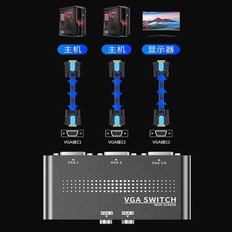 Converter Adapter 2 IN 1 Out VGA Manual Sharing Selector Switcher Box VGA Switcher Splitter