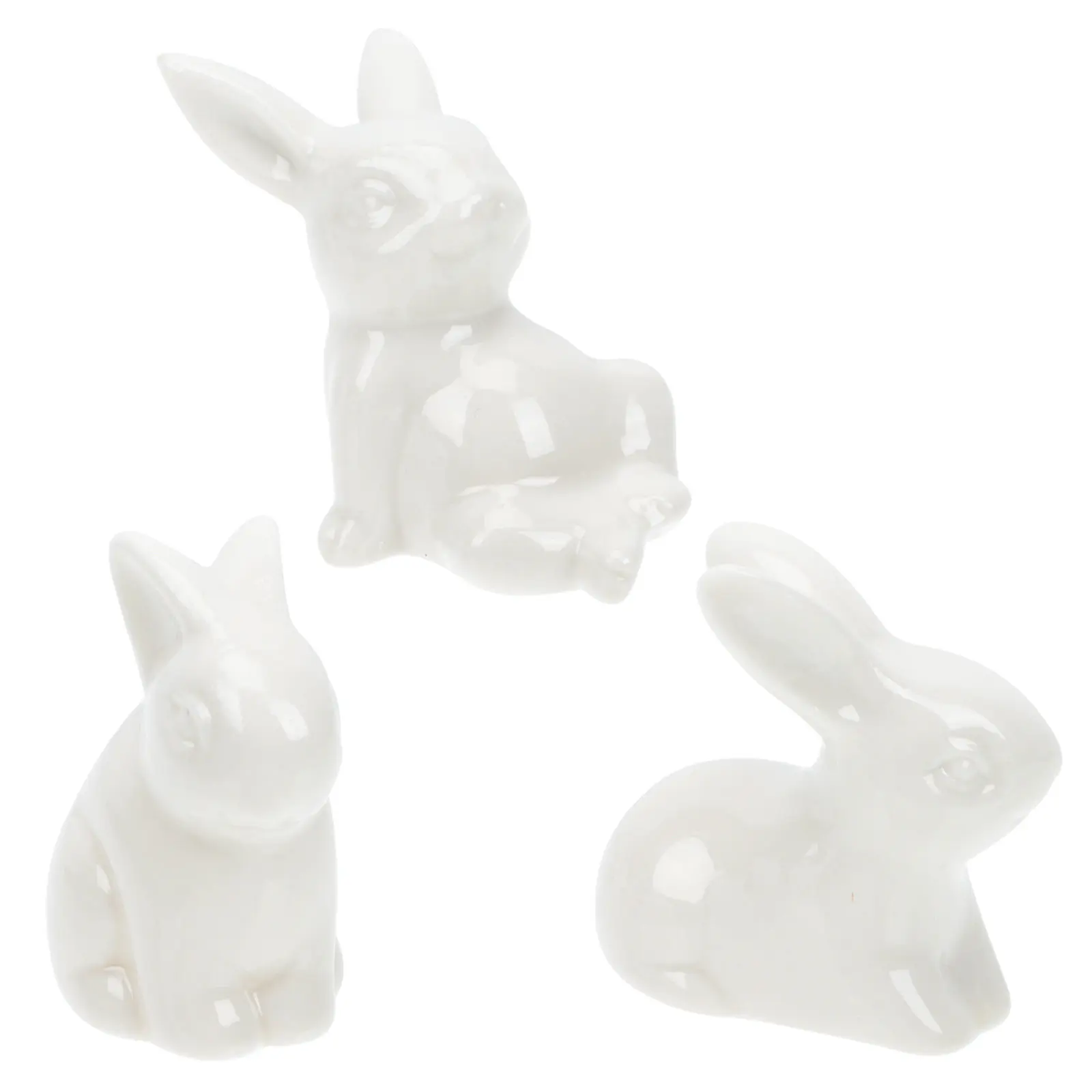 3Pcs Ceramic Rabbit Ornament Lovely Small Animal Home Decor for Office Desk Kids Room Yard Lawn Event Atmosphere Desktop Layout