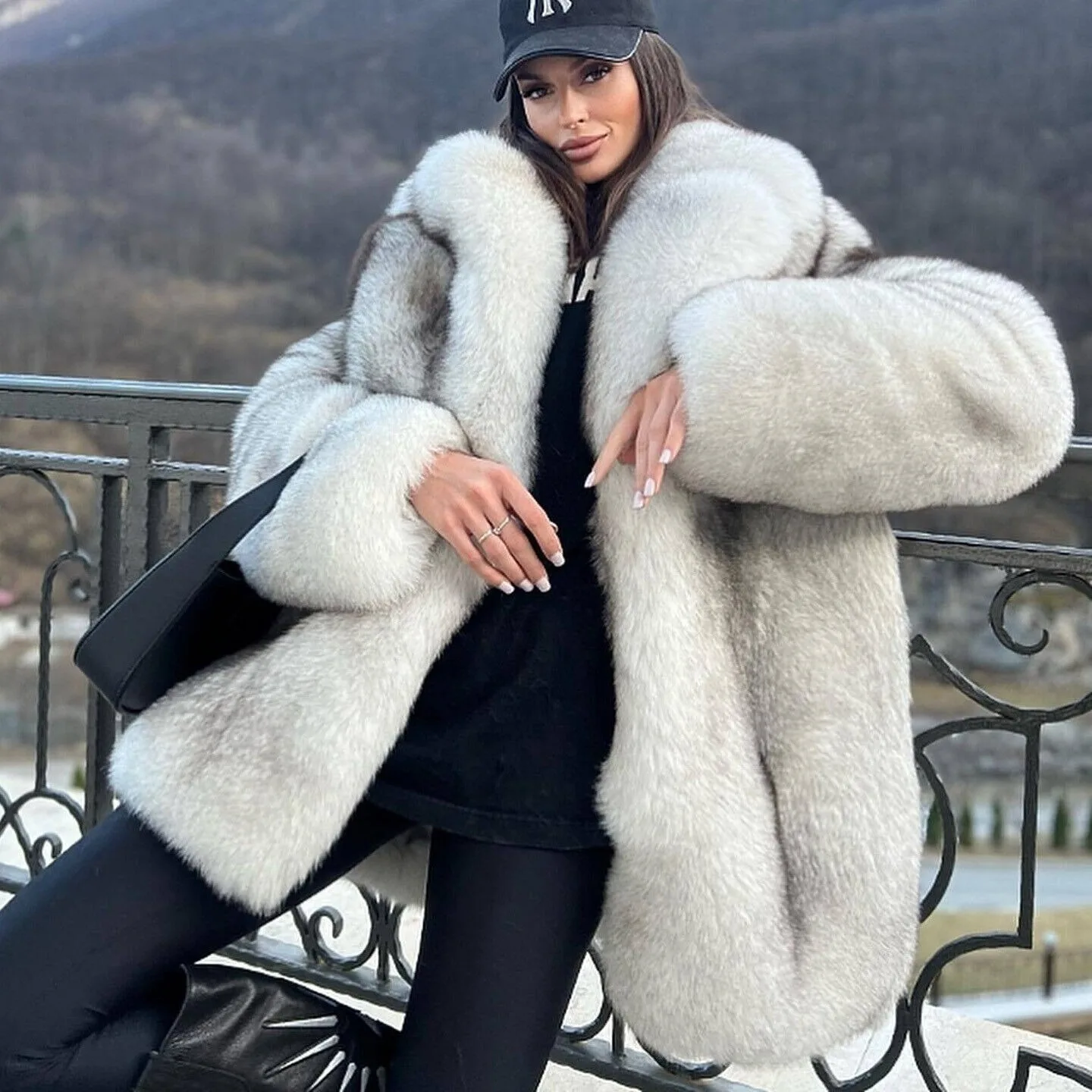 

Luxury Women Full Pelt Genuine Fox Fur Overcoat Winter Thick Real Fur Lapel Coat women's clothing trend 2024 New in coats