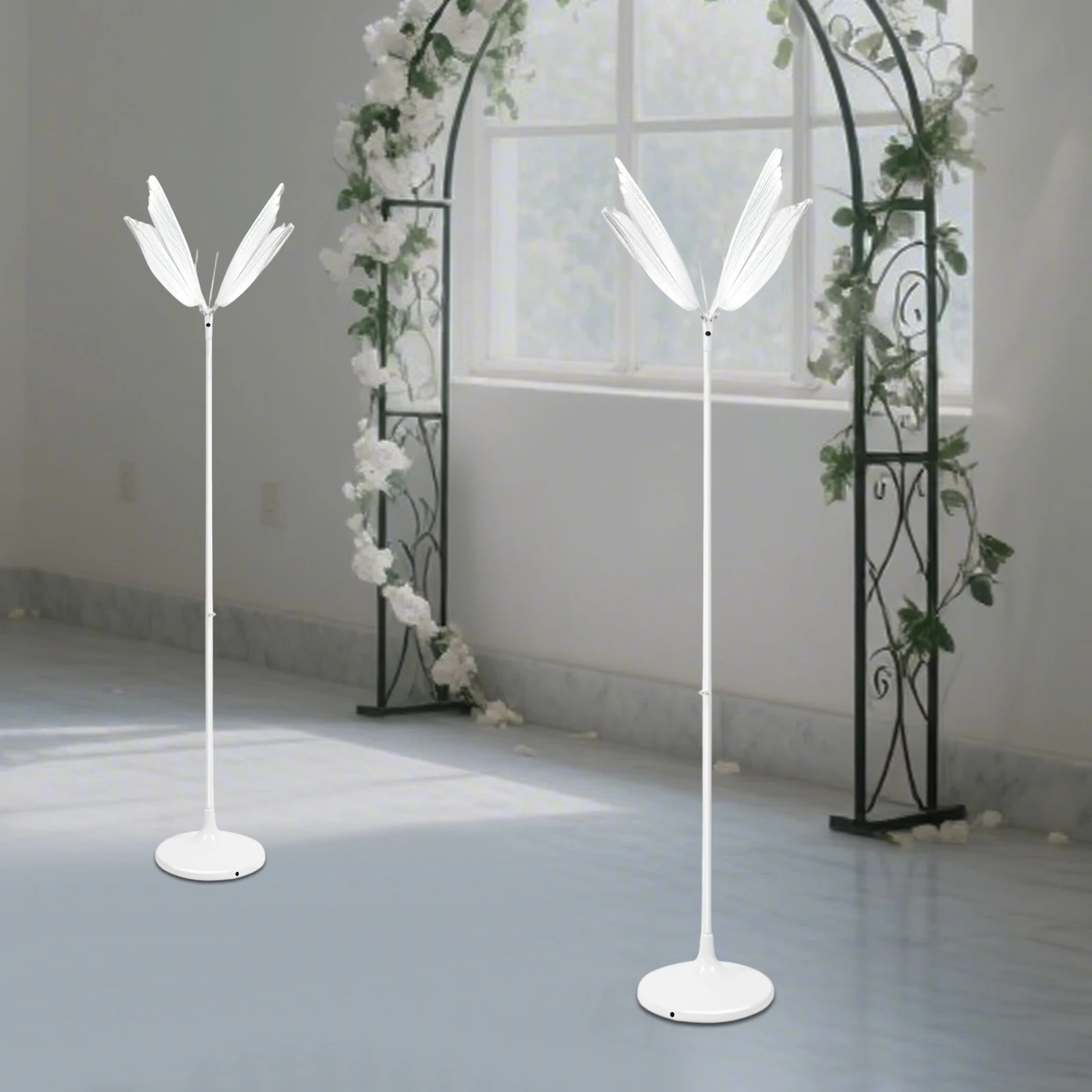 

Элегантные свадебные светильники в форме бабочек, комплект из 2 штук, регулируемая высота 57,5-70 дюймов, 48 Вт, белый светодиодный свет для романтического оформления свадеб/мероприятий