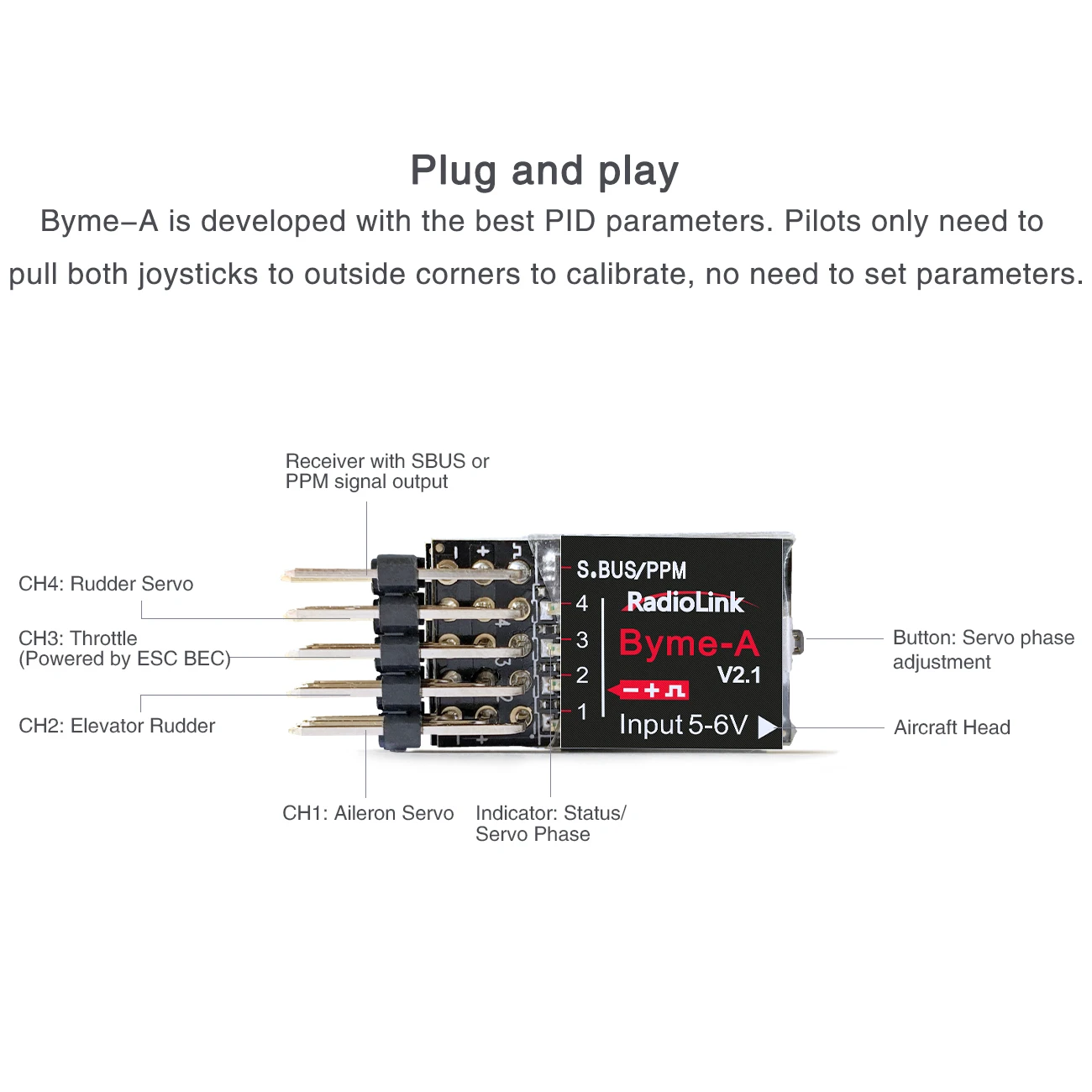 Radiolink Byme-A Byme-D Flugcontroller Mini FC 3/5 Flugmodi mit Gyro 3D für RC 3CH Flugzeug 4CH Jet Flugzeug Starrflügel – Detail 4
