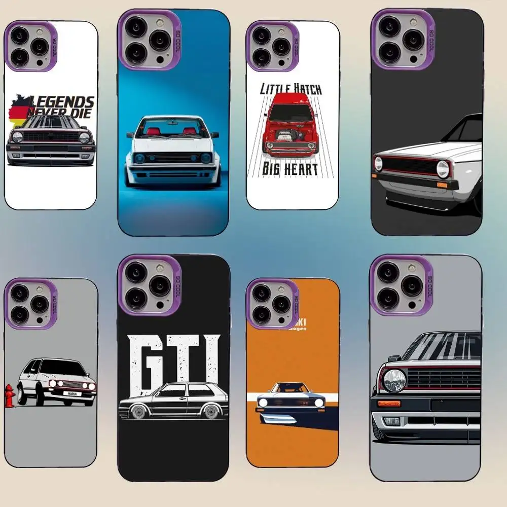 

G-Golf MK1 Car ES Cool Phone Case For iPhone 16,15,14,13,12,11,Mini,Pro,SE,MAX Purple Matte Silicone Cover
