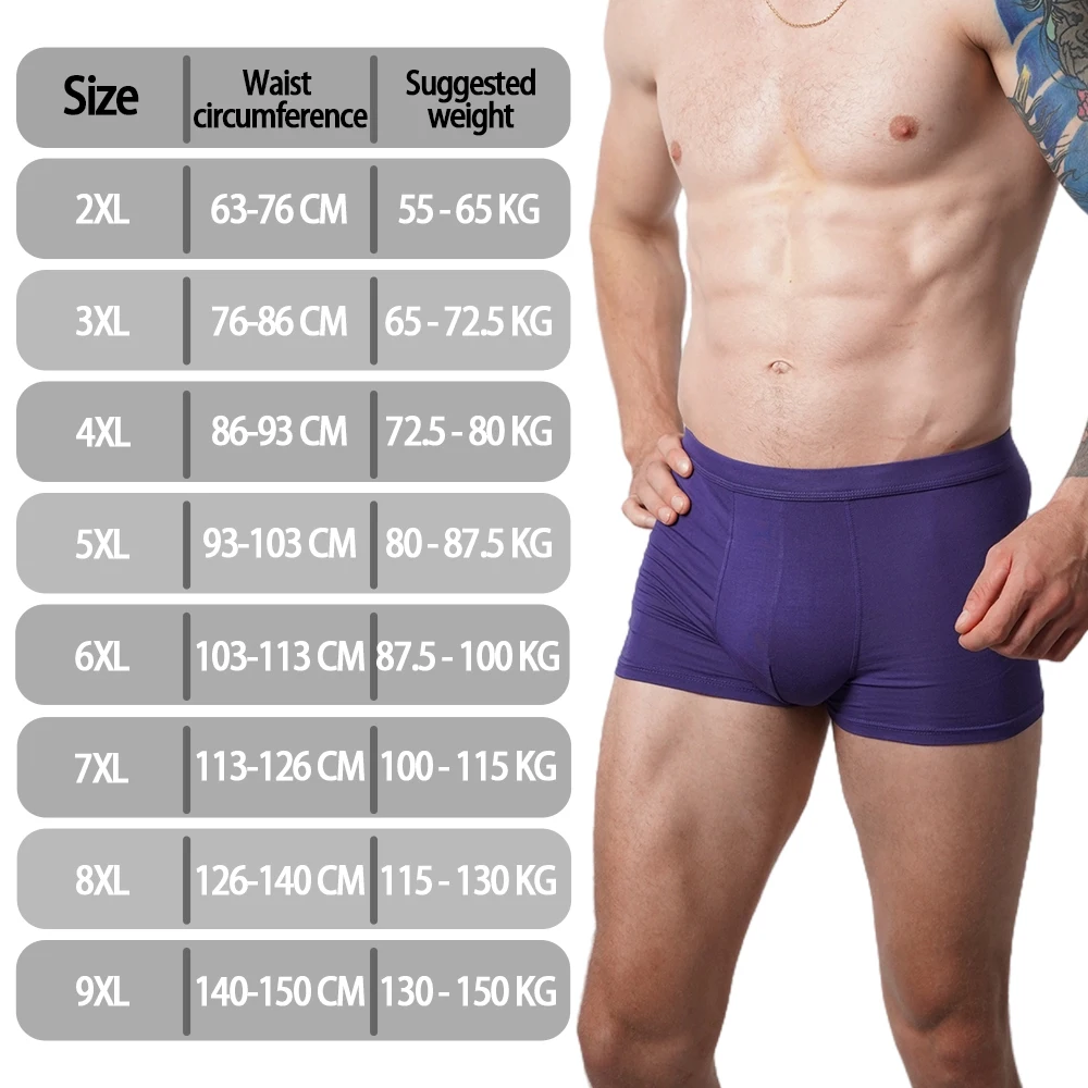 Modal Seamless Men\'s Underwear Men Mid-Waist Sports Boxers Comfortable Underpants Breathable 2XL-9XL Loose Plus Size Fat Boxers