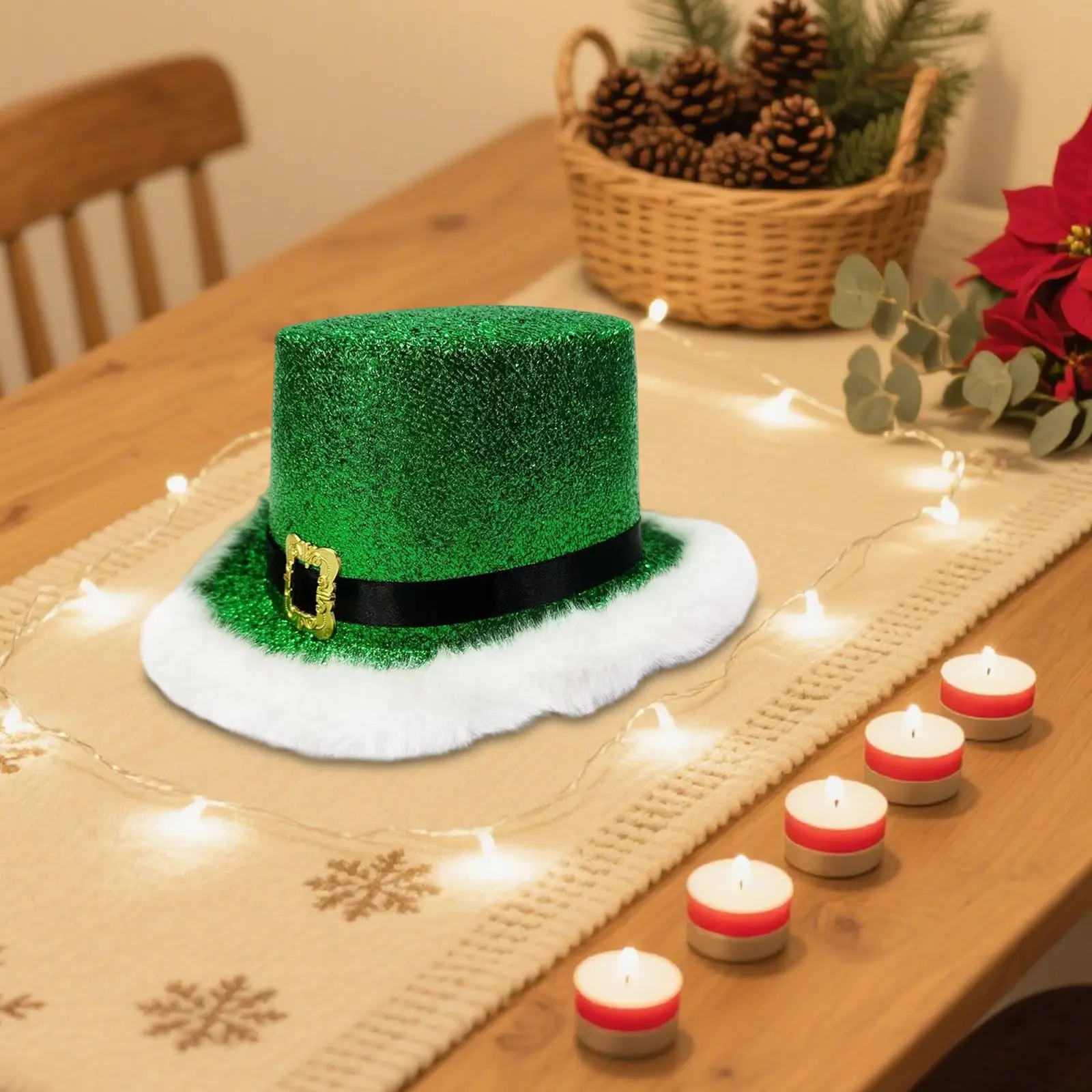 Cappello a cilindro natalizio con decorazione a fascia nera per uomo Donna Cappello da Babbo Natale Costume natalizio Copricapo Cappello natalizio per vestire le vacanze