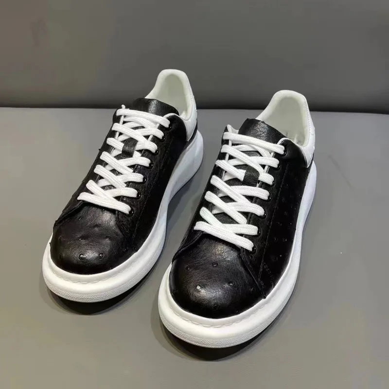 New Mens Shoes Autumn Winter South African Sports Fashion Trend Real Ostrich Leather Suede Casual Shoes Lace Low Top Men's Shoes
