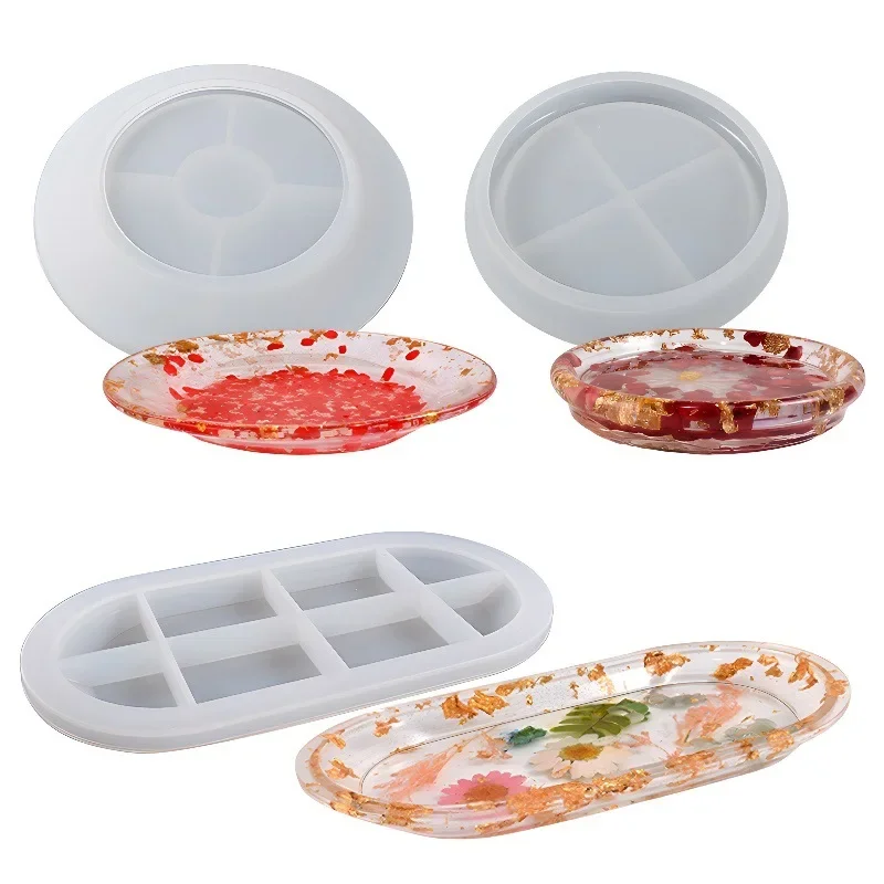 Oval Coaster Crystal Silicone Mold Diy Ashtray Cement Plaster Tray Polygon Epoxy Resin Casting Molds Table Craft Decoration