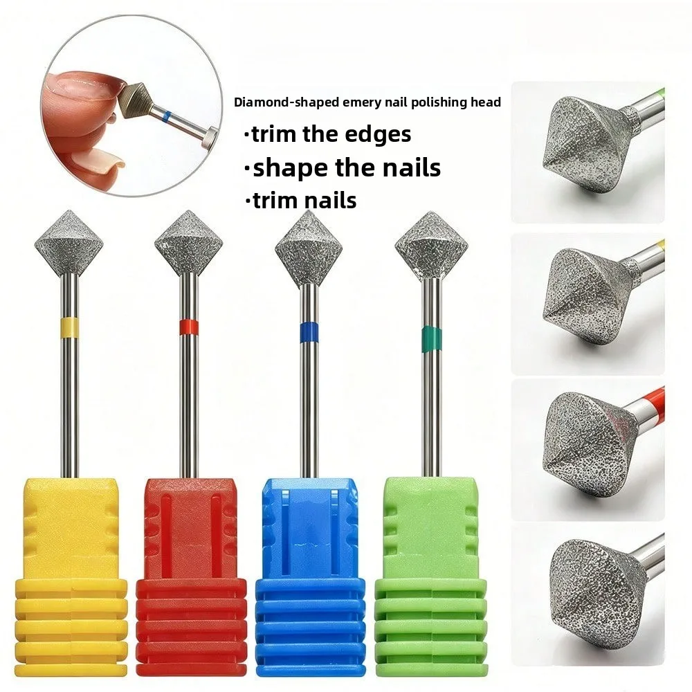 Diamond Rhombus Manicure Grinding Head 3/32 Handle Grinding Drill,Nail Surface Shaping,Pedicure,and Dead Skin Removal Manicur