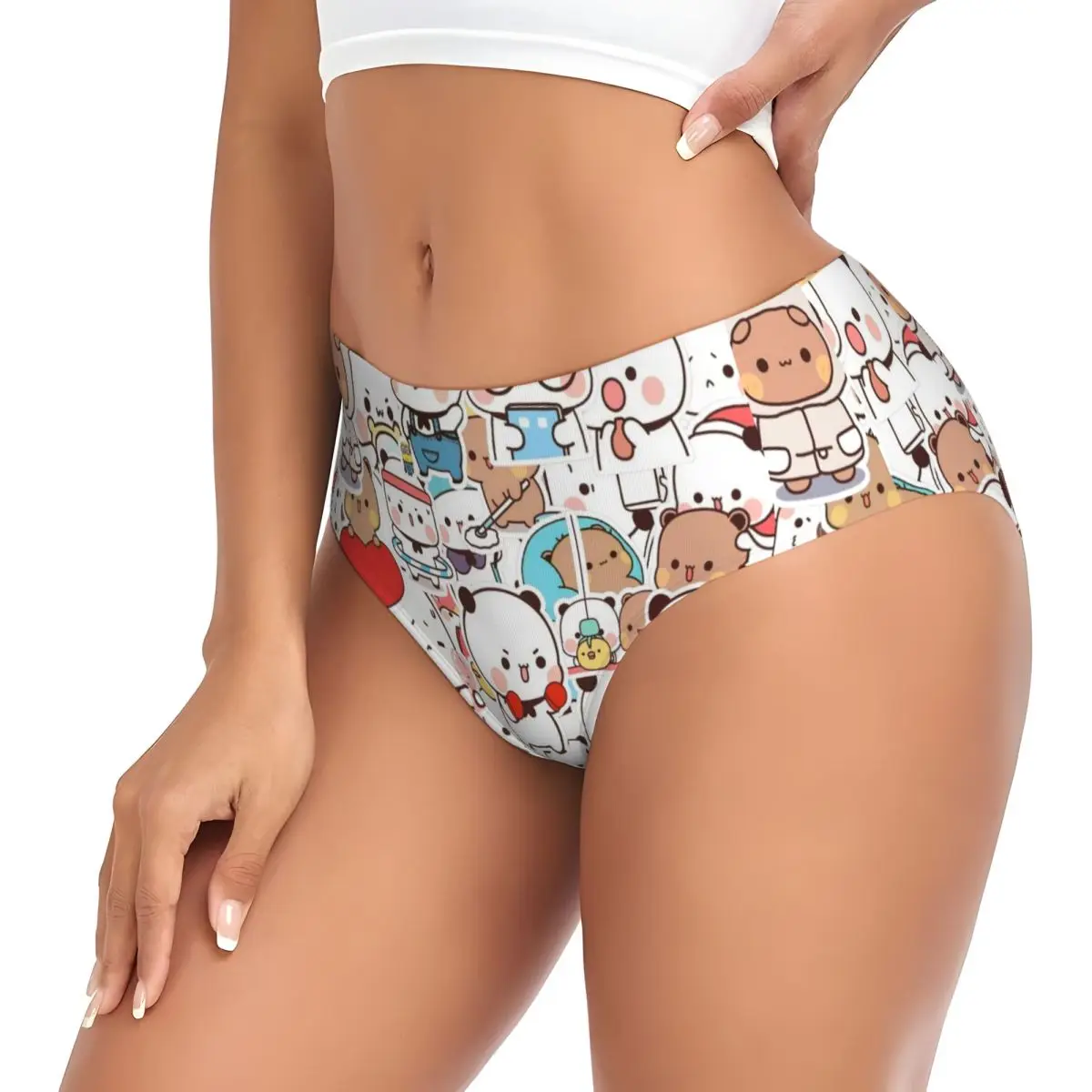 Custom Womens Panda Beer Paar Cartoon Slipje Ademend Bubu En Dudu Slips Ondergoed