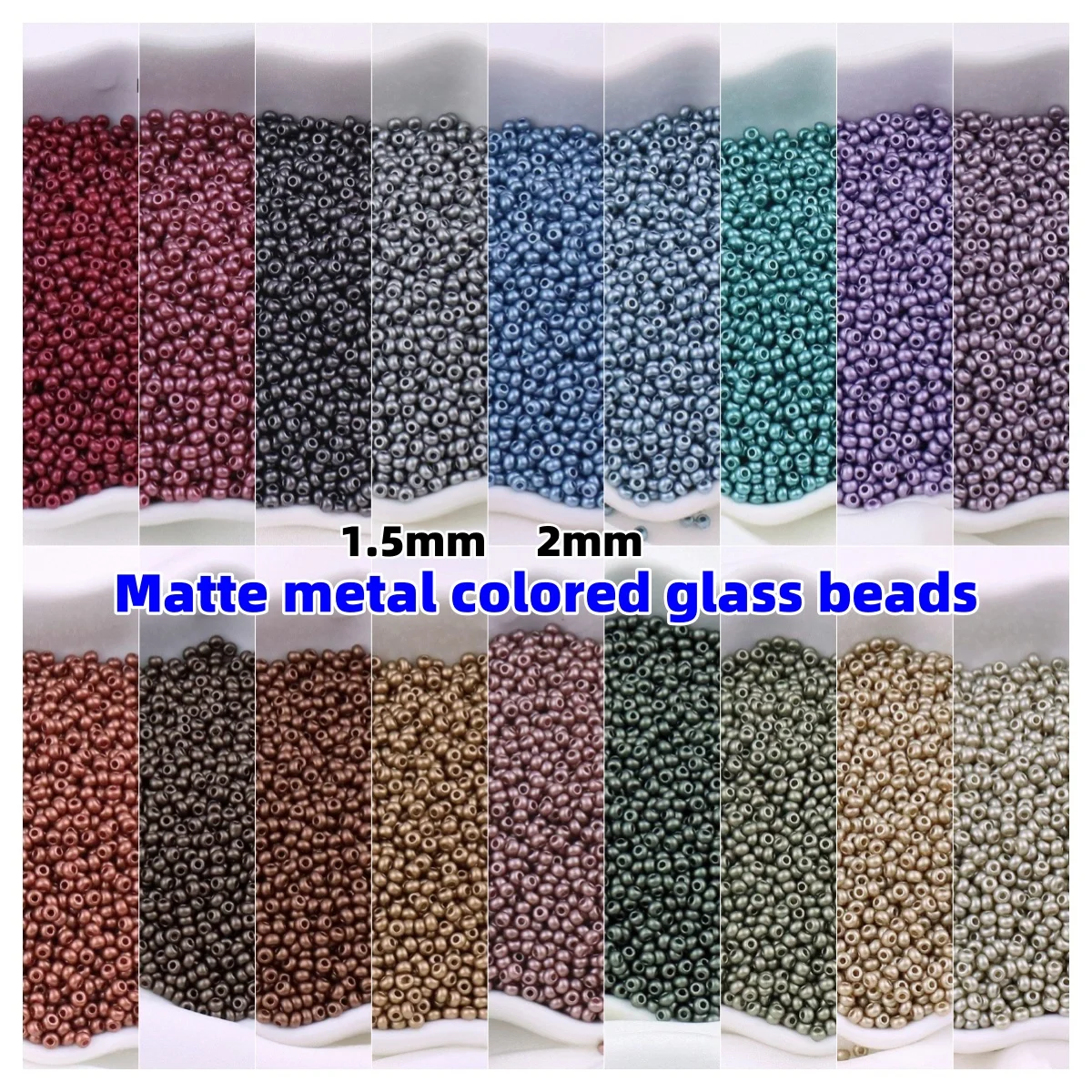 1.5mm 2mm Non Fading Matte Metallic Colors Glass Seed Beads Round Spaced Beads Handmade DIY Bracelet Necklace Loose Beads
