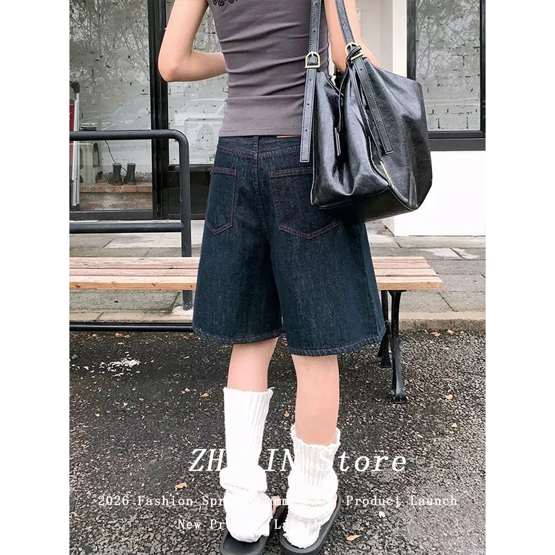 

2026 Spring Summer Cleanfit Sle plus Size Medium Stretch PU Fabric Vintage High Waist Loose Fit Women's Denim orts