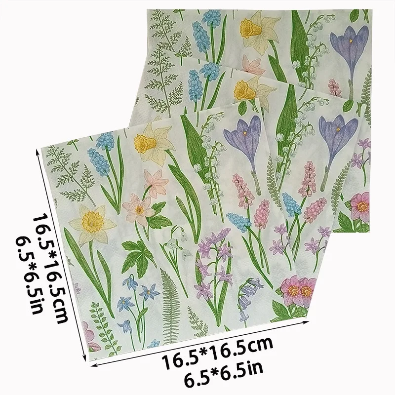 20/60Pcs Floral Printed Paper Napkins, 2-Ply Disposable Napkins for Baby Shower Birthday Party - Table Decor Tissue Supplies