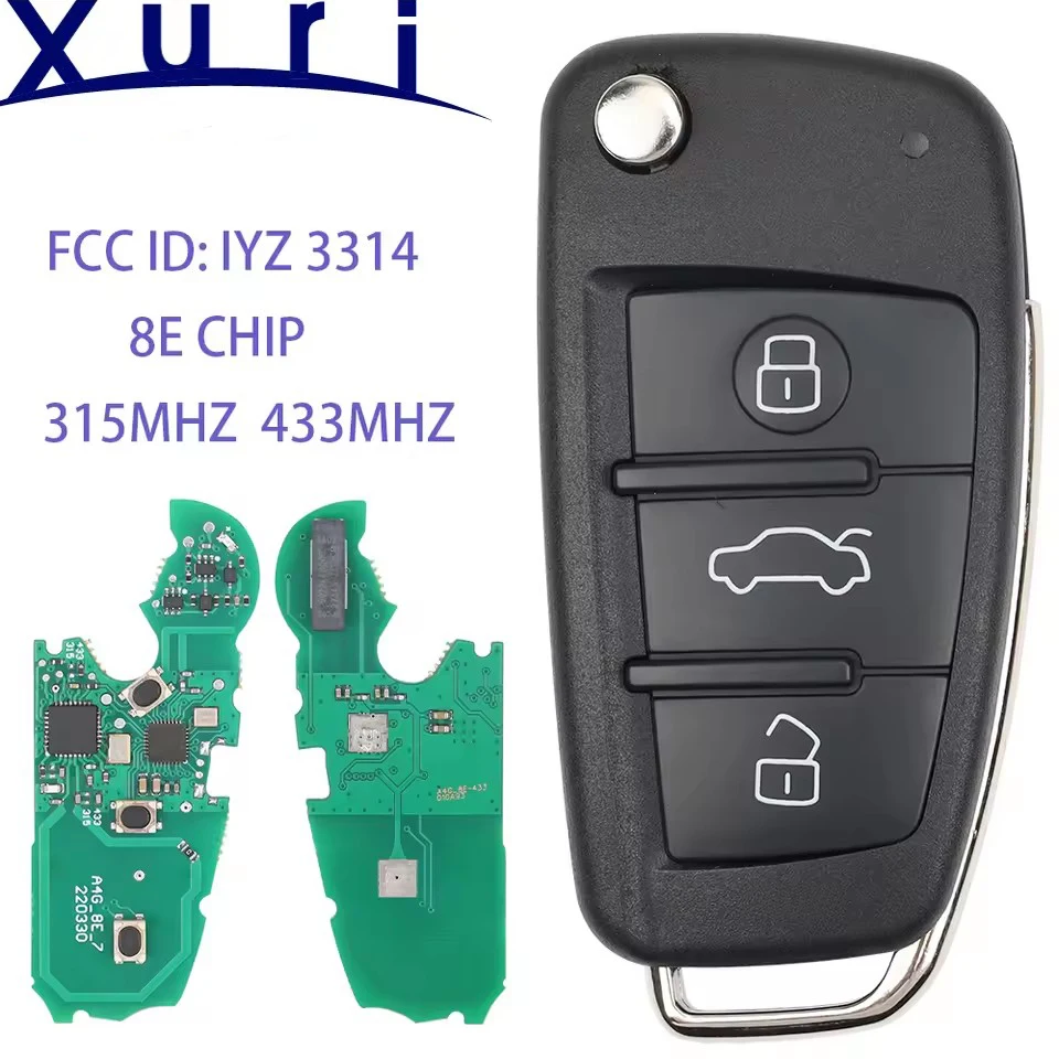 

Xuri Remote Car Key 315MHZ 434MHZ FSK 8E Chip For AUDI A6 S6 Q7 2004-2015 Fob FCCID: IYZ 3314 4F0837220M 4F0837220T