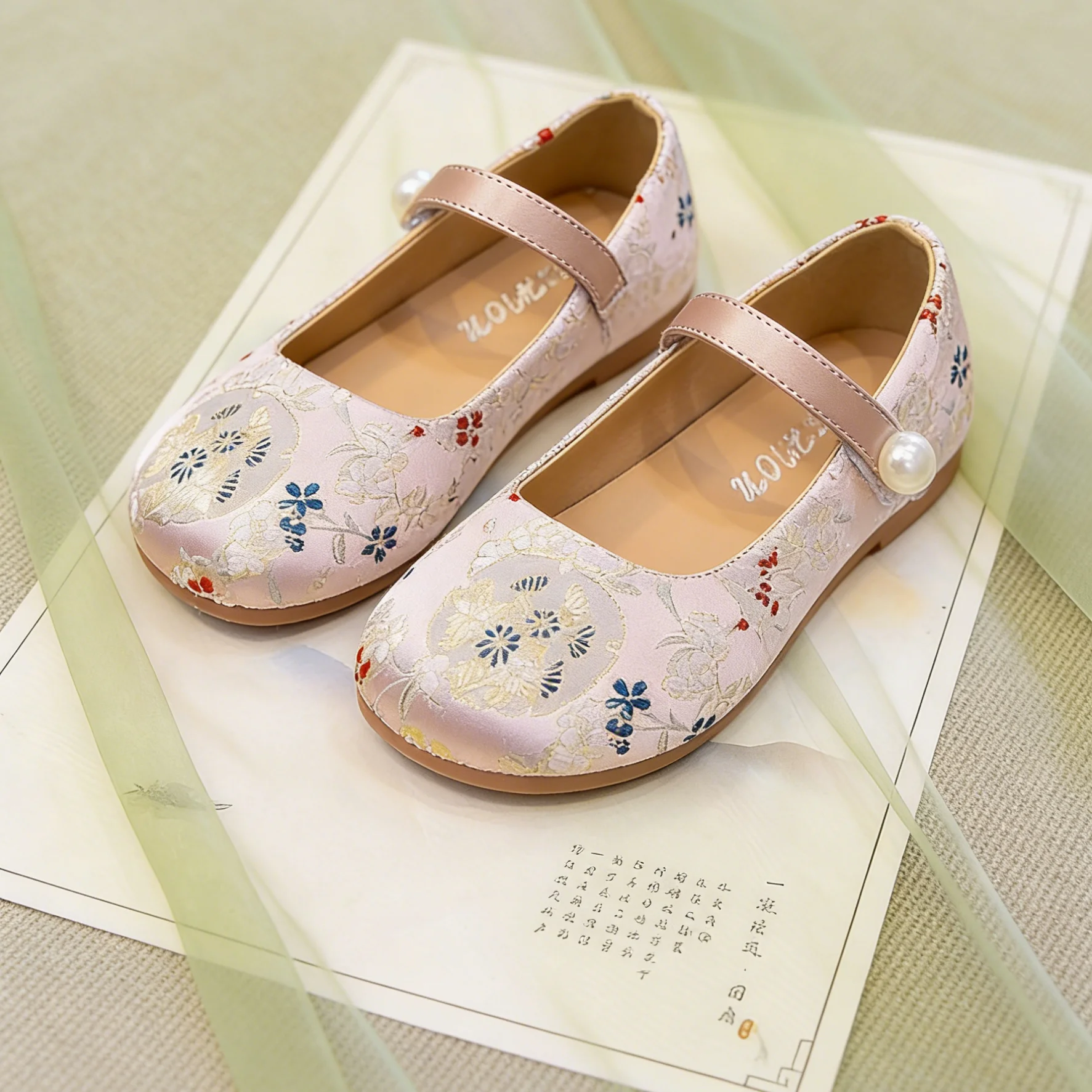 

Kids'Casual Shoes Printed Pumps PU Leather Princess Spring Shoes For Girls Anti-slip Hook and Loop Pink Apricot Shoes Size 26-36