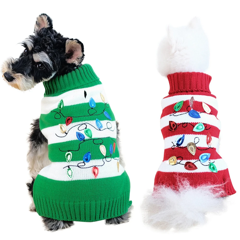 Pet Cat Dog Christmas Autumn Winter Clothes Warm Soft Sweater Breathable Warm Fashion Pet Clothing Coat Knitting Sweater Costume