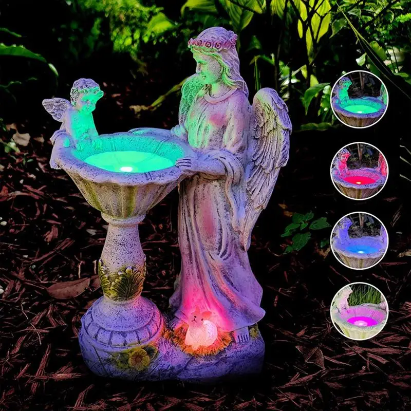 Angel Garden Statues Outdoor Resin Garden Angel Angel Statue With Solar Light Angel Statues Garden Angels With Bird Bath For