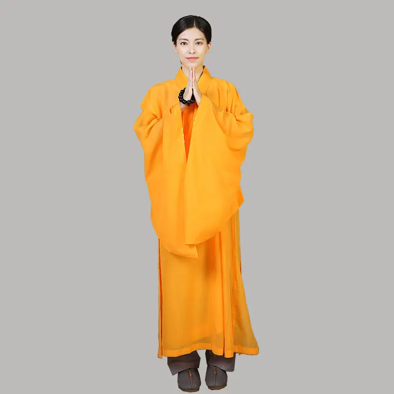 Thin Taiwan Linen Monk Clothes for Buddhism Clothing Robe Layman Haiqing Meditation Confession Buddhist Long Gown Robes Unisex