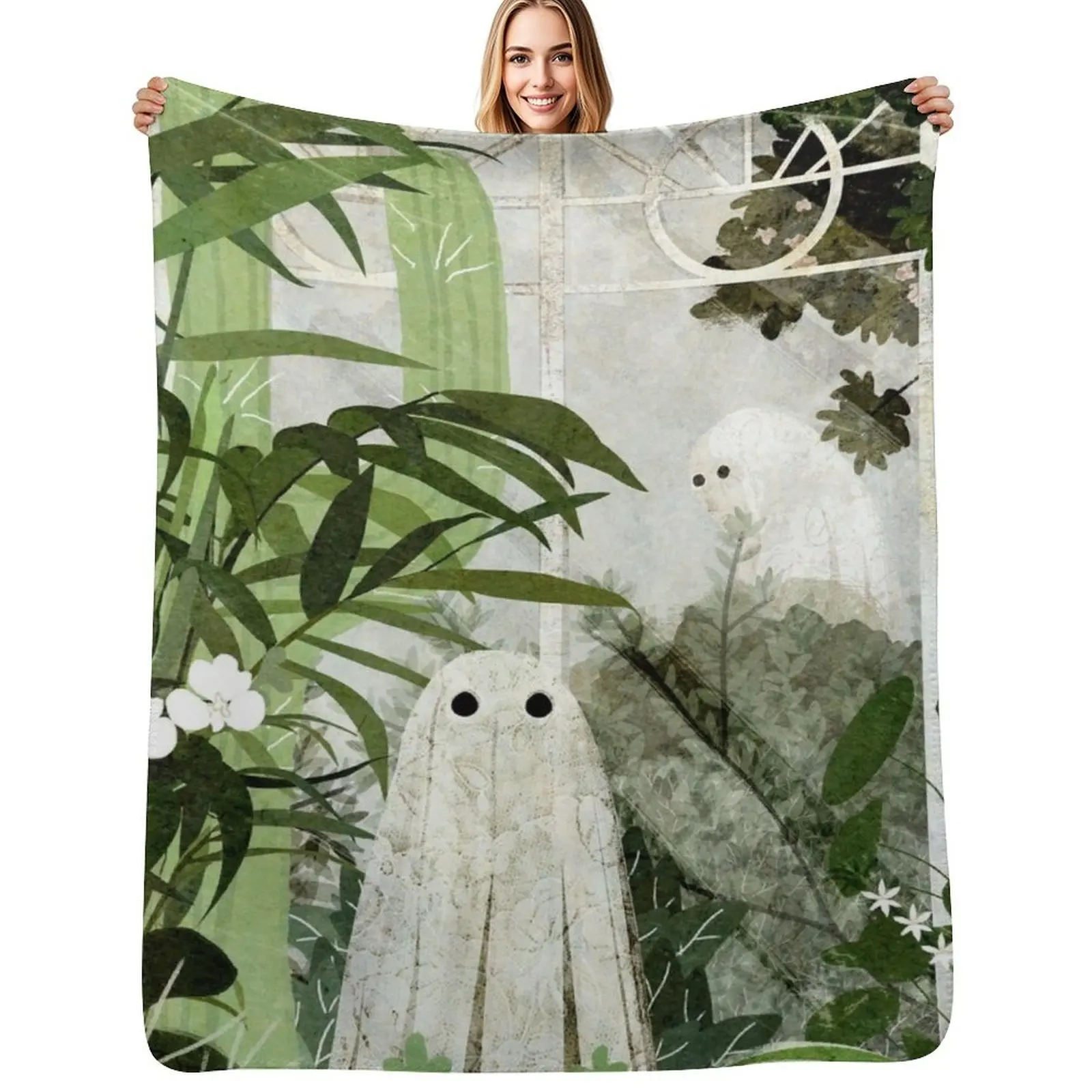 

There's A Ghost in the Greenhouse Again Throw Blanket Hair Sofas Softest cosplay anime Blankets