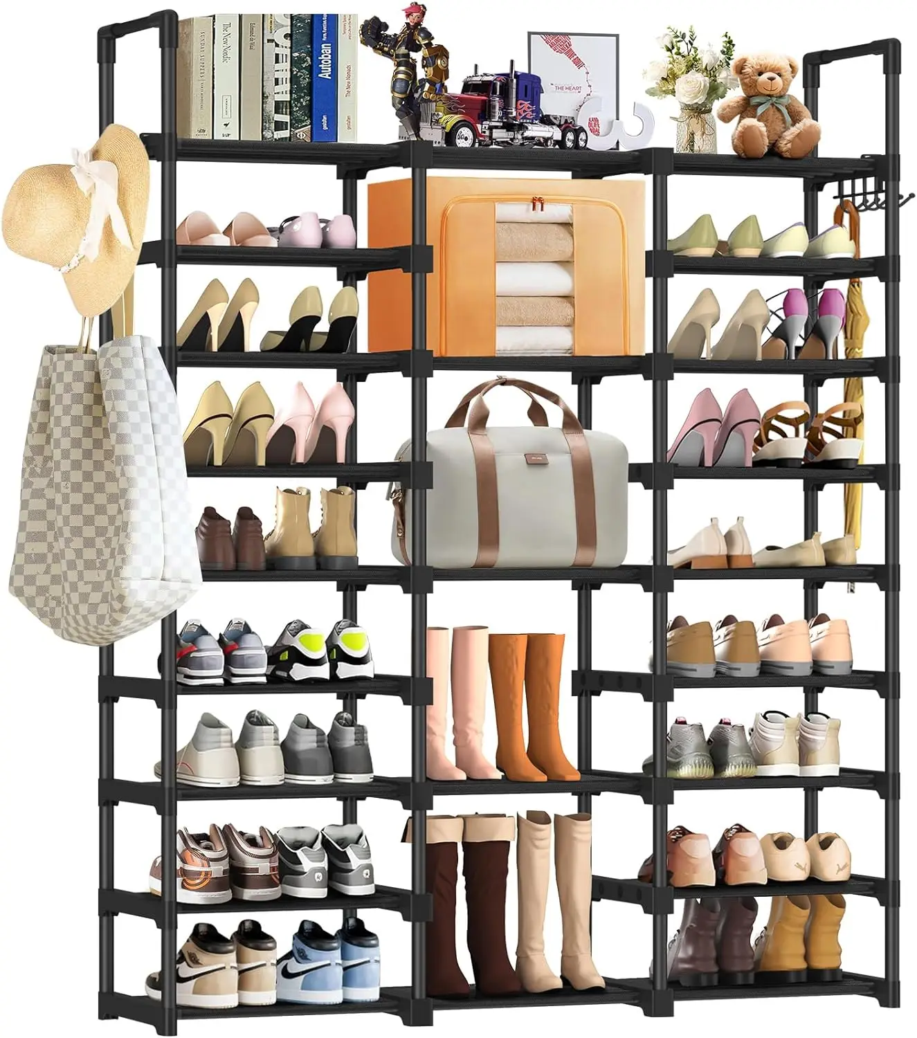 

9 layer Shoe rack storage with non-woven high shoe rack Shoe rack can hold 50-55 pairs of boots metal