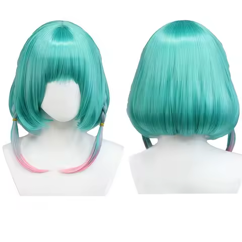 turquoise short hair bob head synthetic wig game character cos wig anime reality show wig
