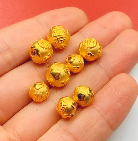 24k pure gold beads fine gold loose beads diy bracelet 999 real gold balls best wishes beads