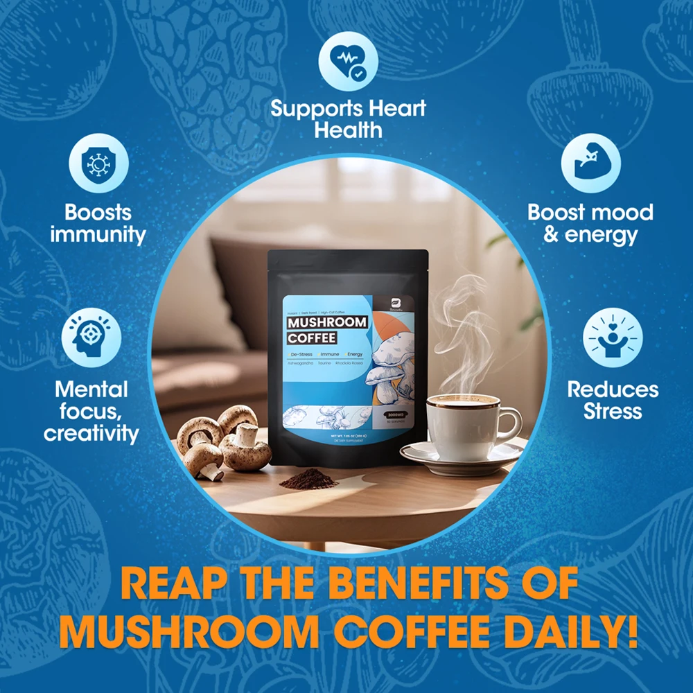 BEWORTHS مكمل للطاقة العالية مستخلص أشواغاندا ومزيج القهوة والفطر يدعم المناعة والنوم وصحة القلب وتخفيف التوتر #5