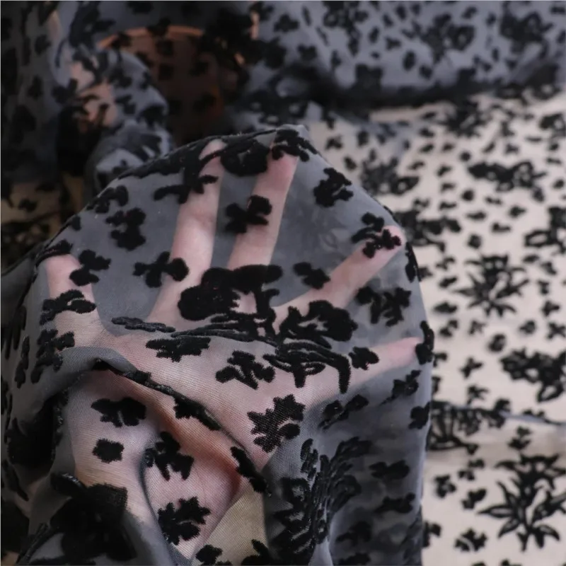 

Woven brocade velvet imitation silk rotten flower fabric dress women's textile