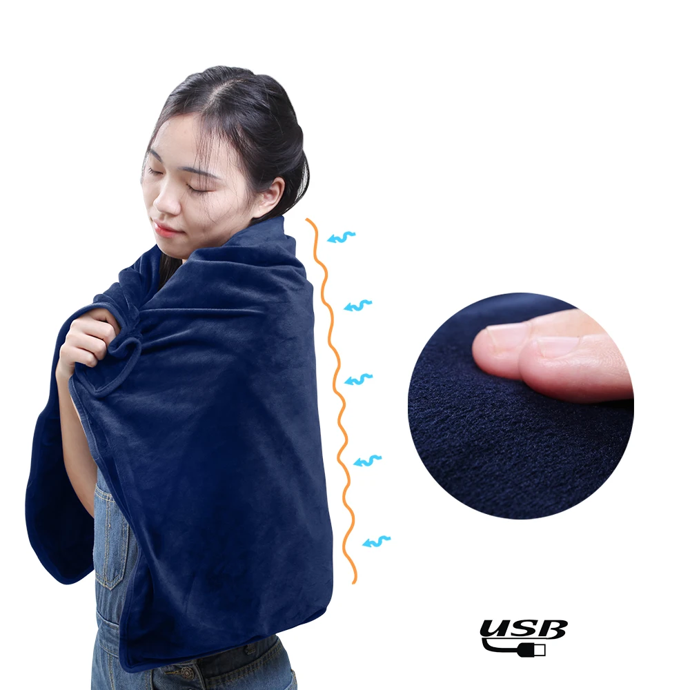 Electric Thermal Blanket 3 Heating Levels Warm Winter Usb Power Heated Proyin Throw Shawl Wearable Washable Soft Knee Blanket.