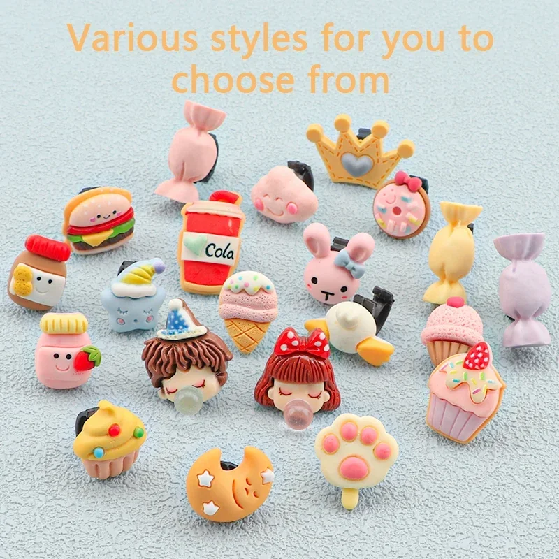 Shoelaces Decoration Clips Shoe Laces Buckle Cartoon Crown Cake Candy Macaron Color Shoes Accessories for Girl Children's 1PCS