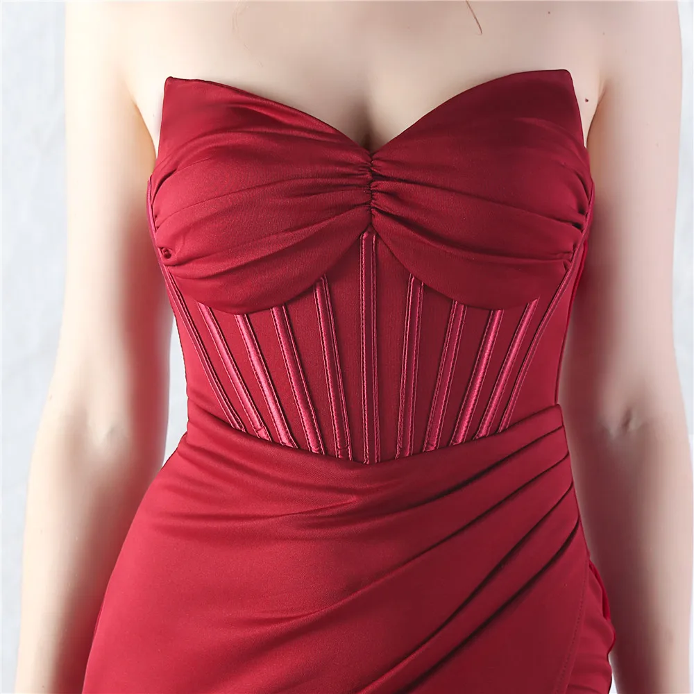 Women's Strapless Heavy Industry Palace Fish Bone Vest Waist High-end Formal Evening Dress Mermaid  Gown