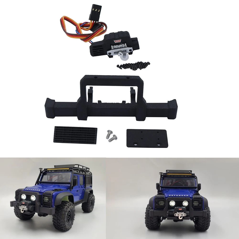 TRX4M Modified Front Bumper With Winch For TRX4-M 1/18 Defender RC Crawler Car Upgrade Parts